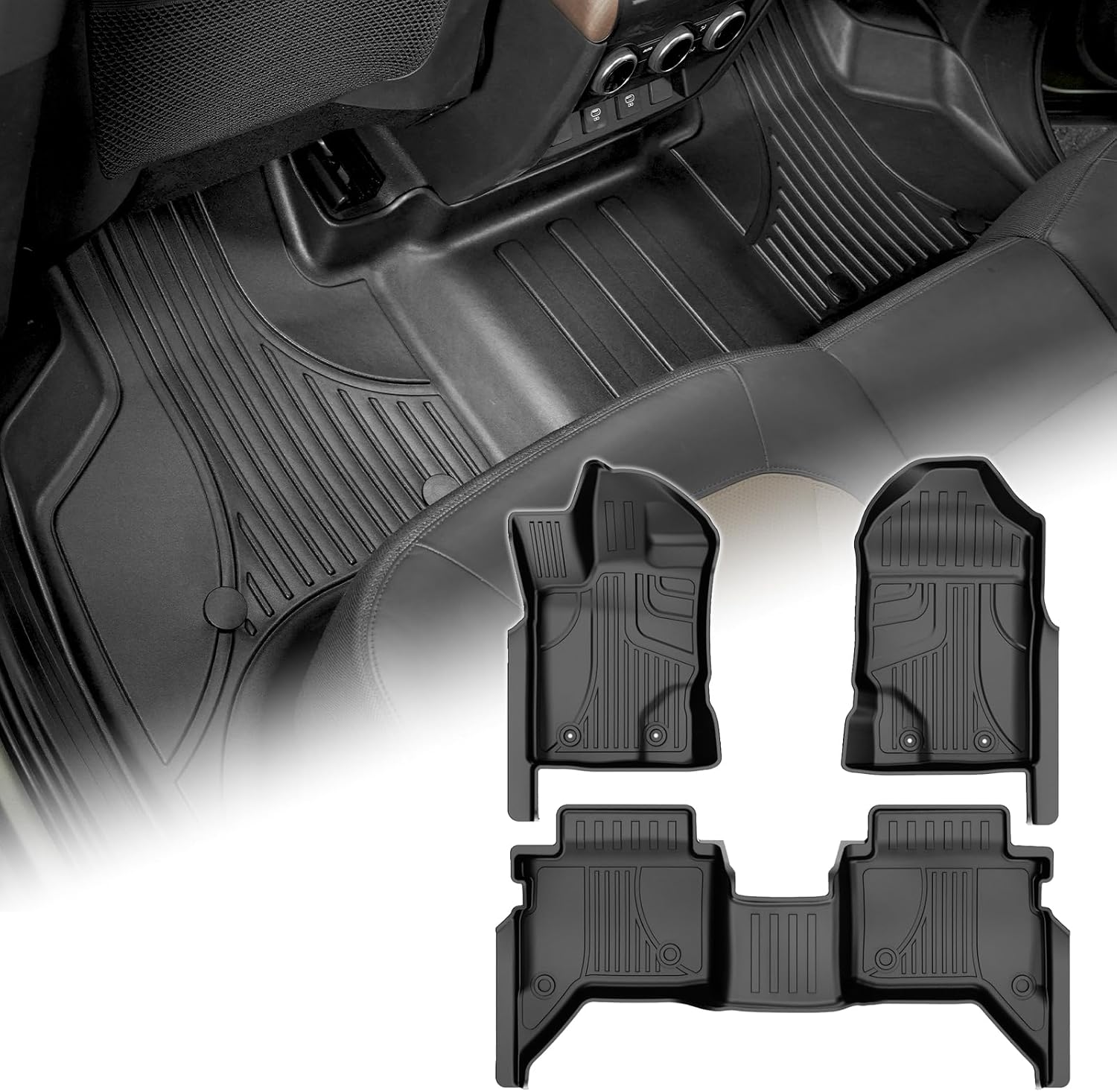 AOMSAZTO Floor Mats for Ford Ranger SuperCrew Cab 2019-2023
