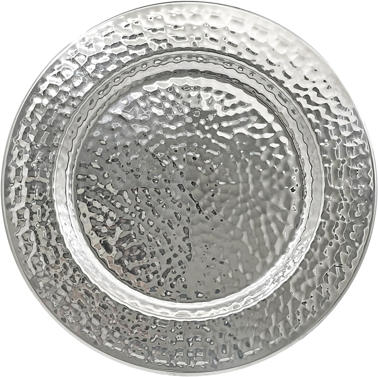 13-Inch Stainless Steel Hammered Charger Plates Set of 6