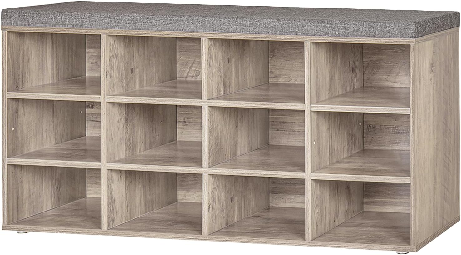 Multifunctional Shoe Storage Bench with Cushion and Cubbies