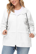 Plus Size Raincoat for Women - Waterproof Hooded Packable Jacket