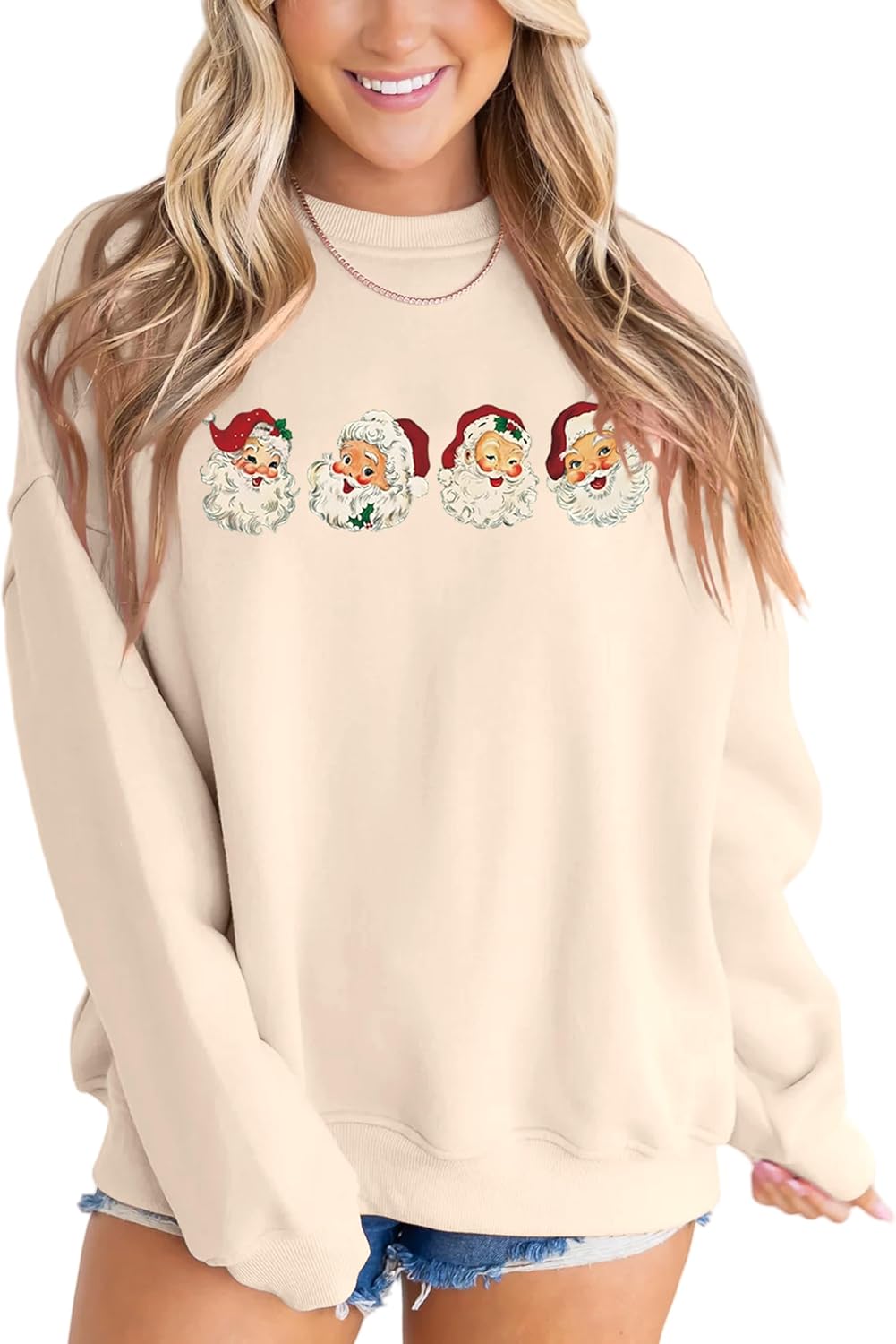 MAPICK Retro Santa Sweatshirt for Women - Vintage Christmas Style