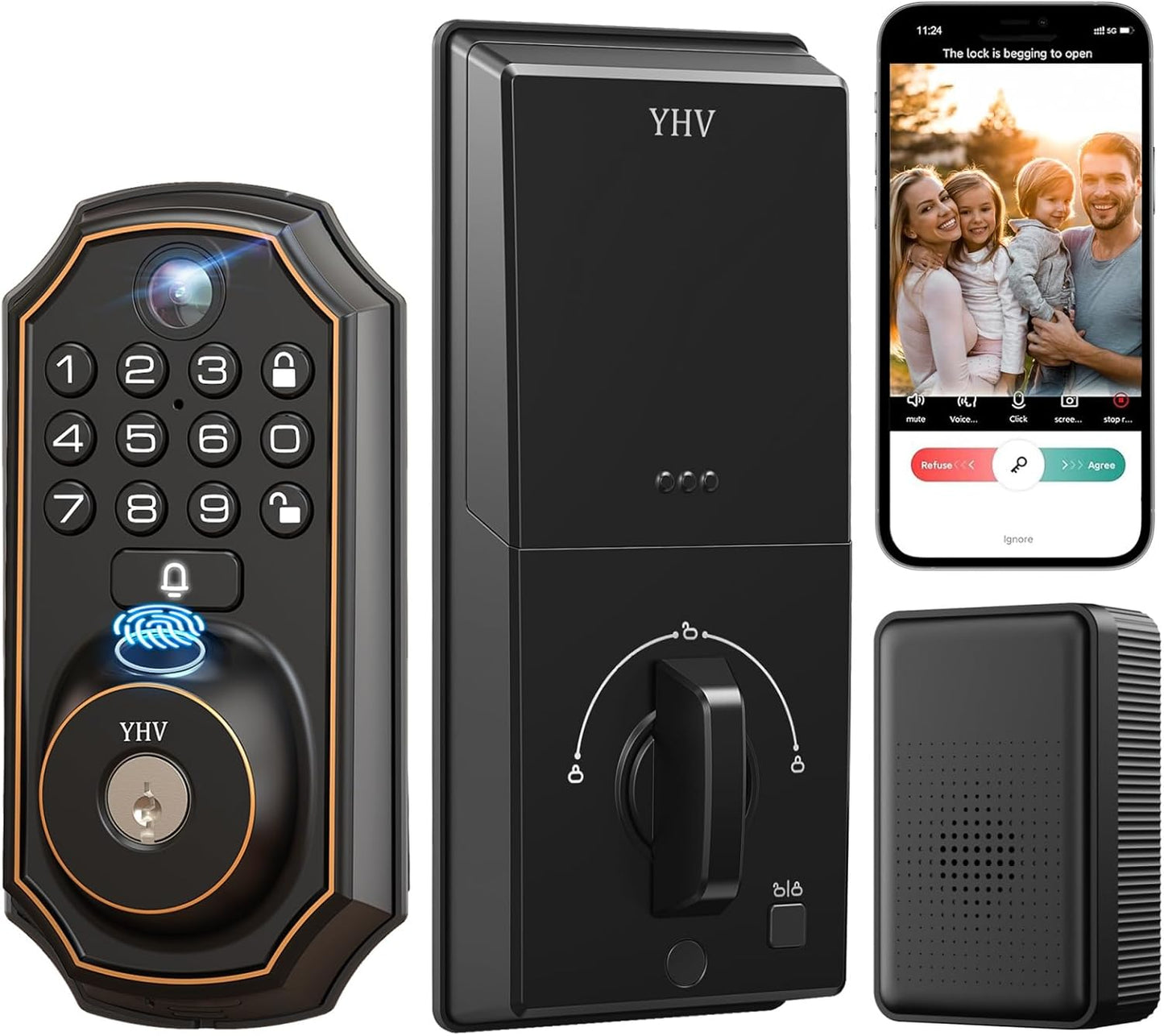 YHV: Smart Keyless Door Lock & Camera Combo