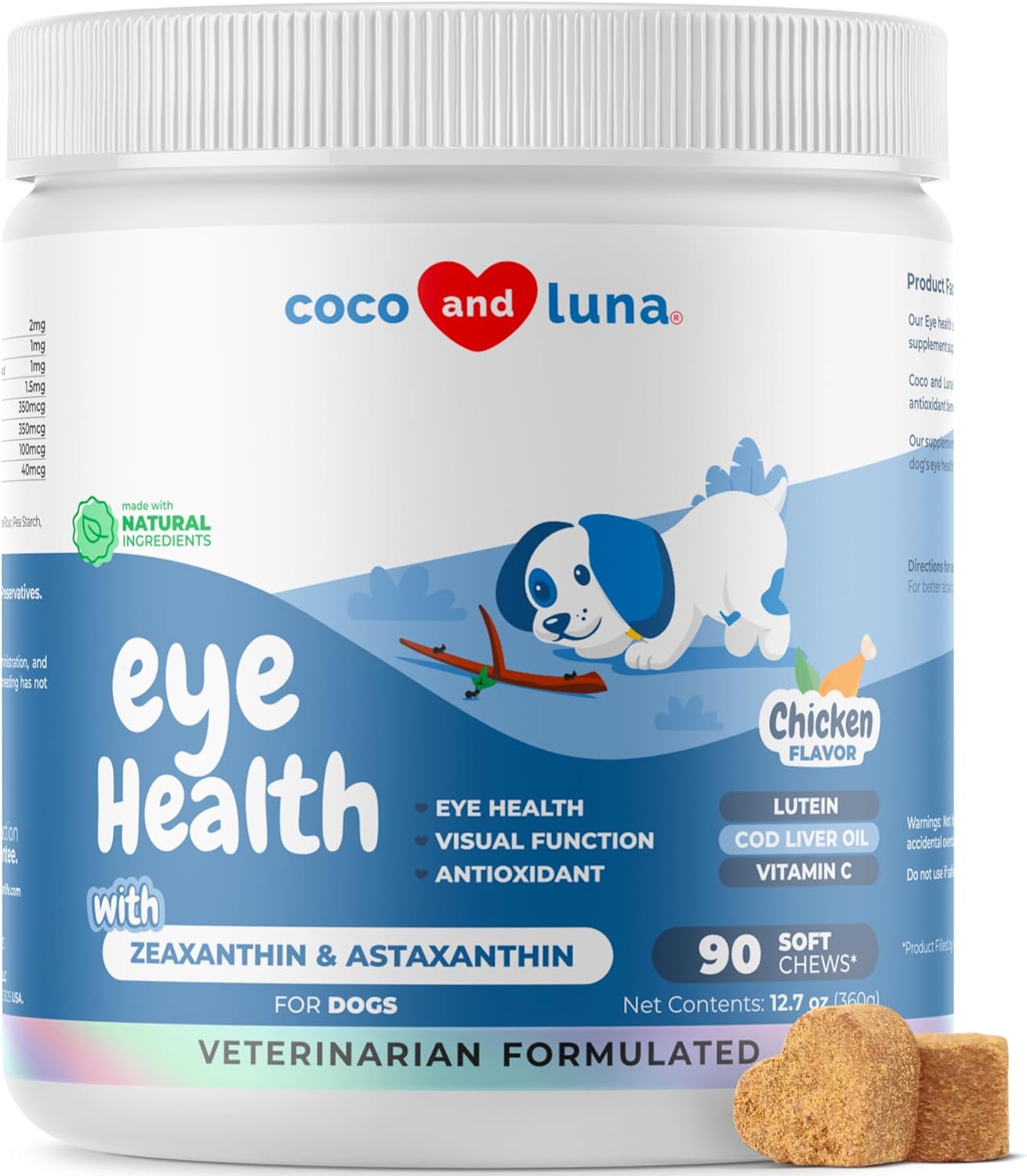 Eye Support for Dogs - 90 Soft Chews for Vision Health