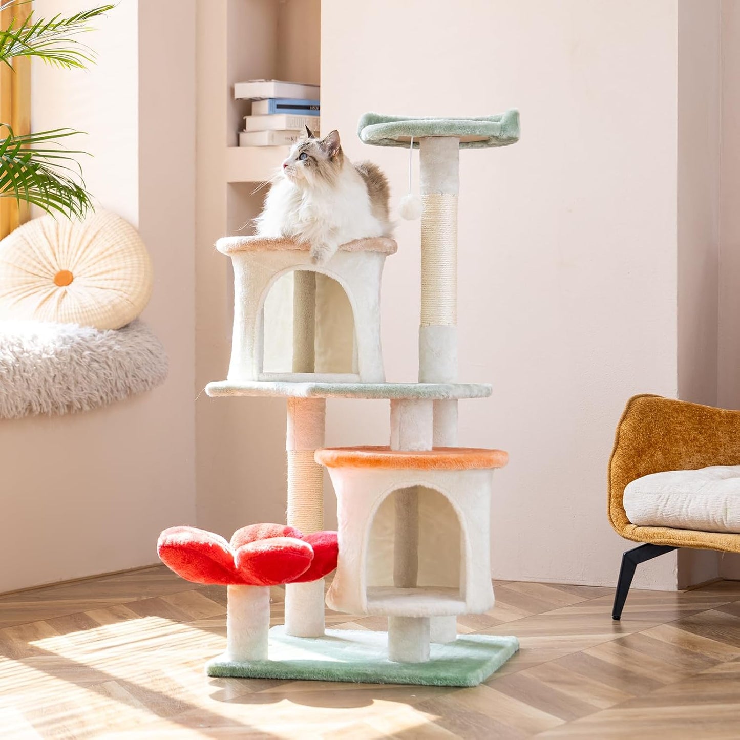 42.7 inch Flower Cat Tree Tower for Indoor Cats and Kittens