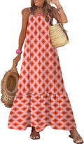 Women Summer Maxi Dress Spaghetti Strap Scoop Neck - Flowy Boho