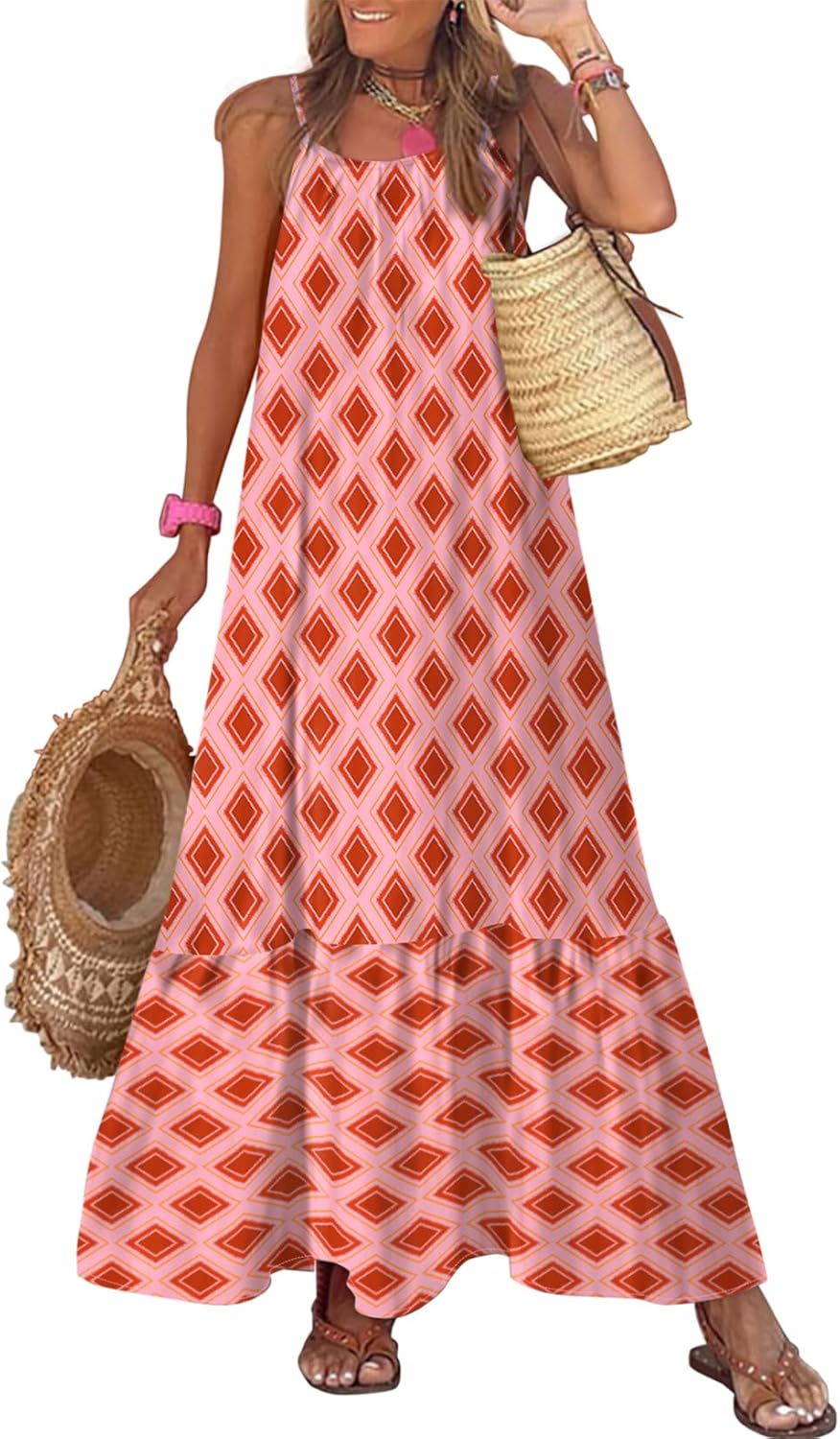 Dokotoo Women Summer Dresses 2025 Spaghetti Strap Maxi Dress