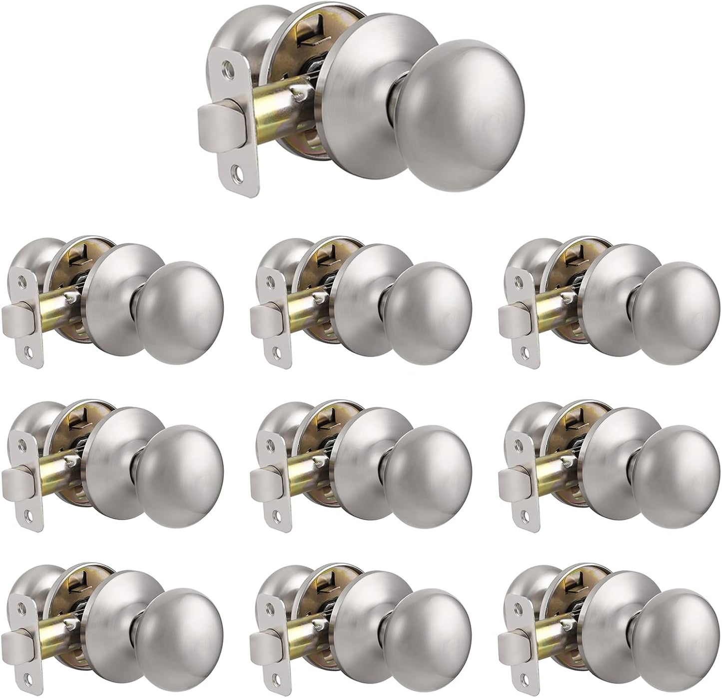 Probrico Door Knobs Interior Passage Handles in Brushed Nickel