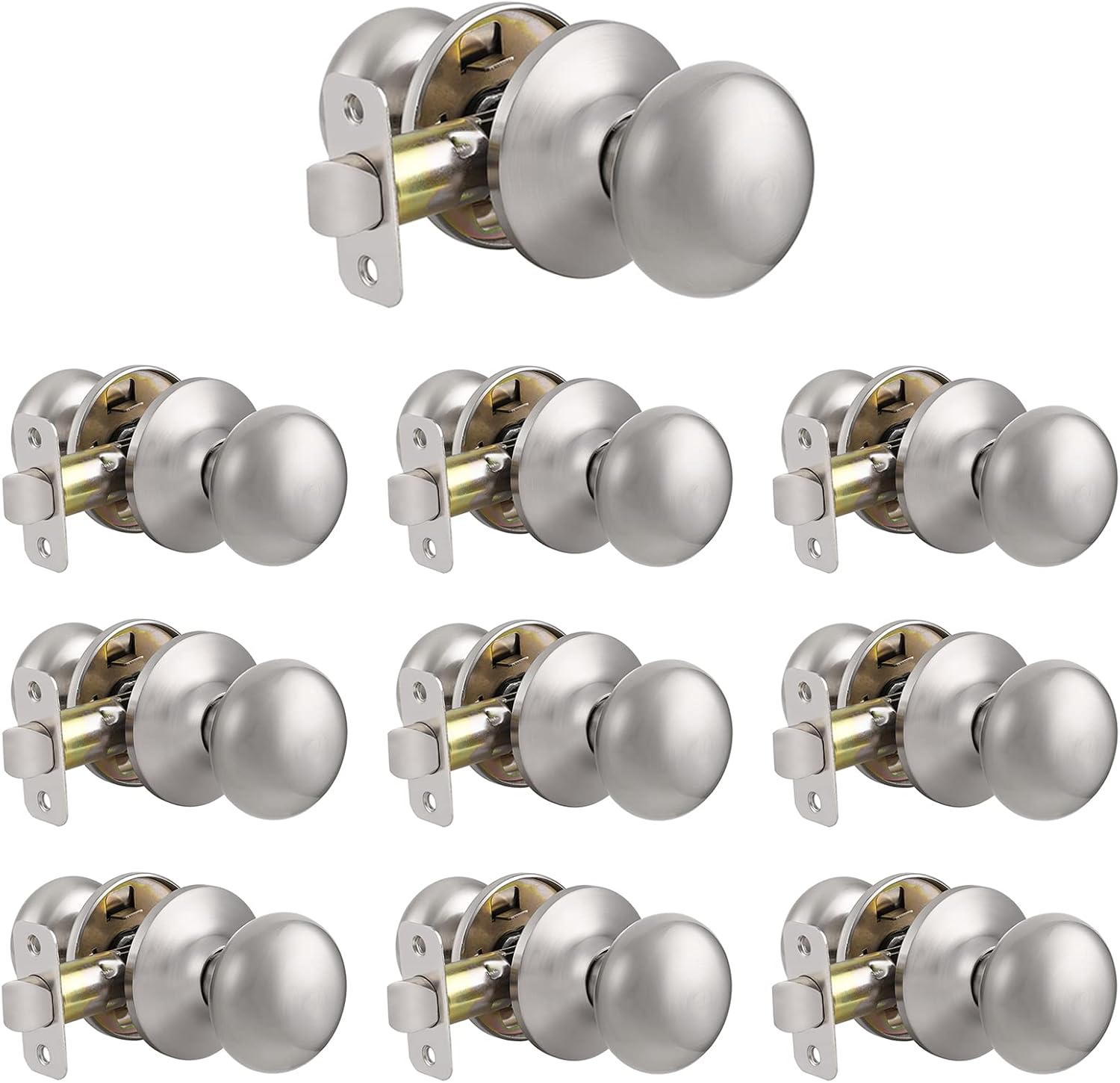 Probrico Door Knobs Interior Passage Handles in Brushed Nickel
