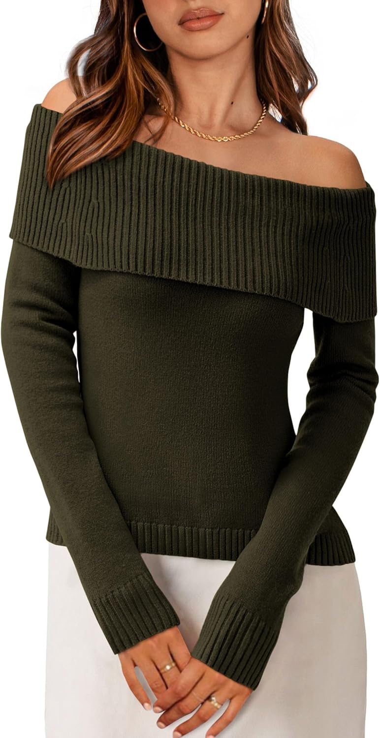 Off The Shoulder Sweater for Women - Cozy Fall Fashion Top