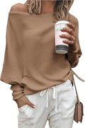 Zenlonr Women's Fall Sweater 2025 Off Shoulder Batwing Knit - Comfy