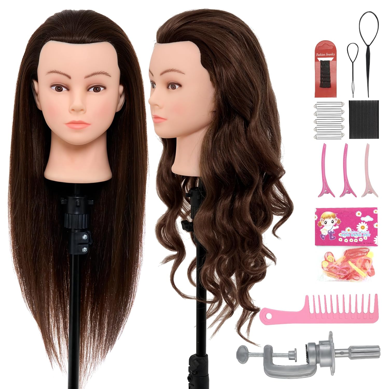 28Inch Mannequin Head Human Hair for Styling and Braiding