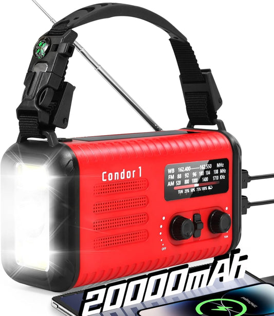 Emergency Crank Radio with 20000mAh Battery for Survival