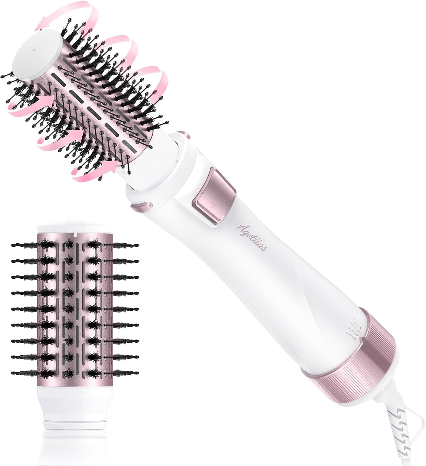 Rotating Hair Dryer Brush Spinning with Detachable Brushes