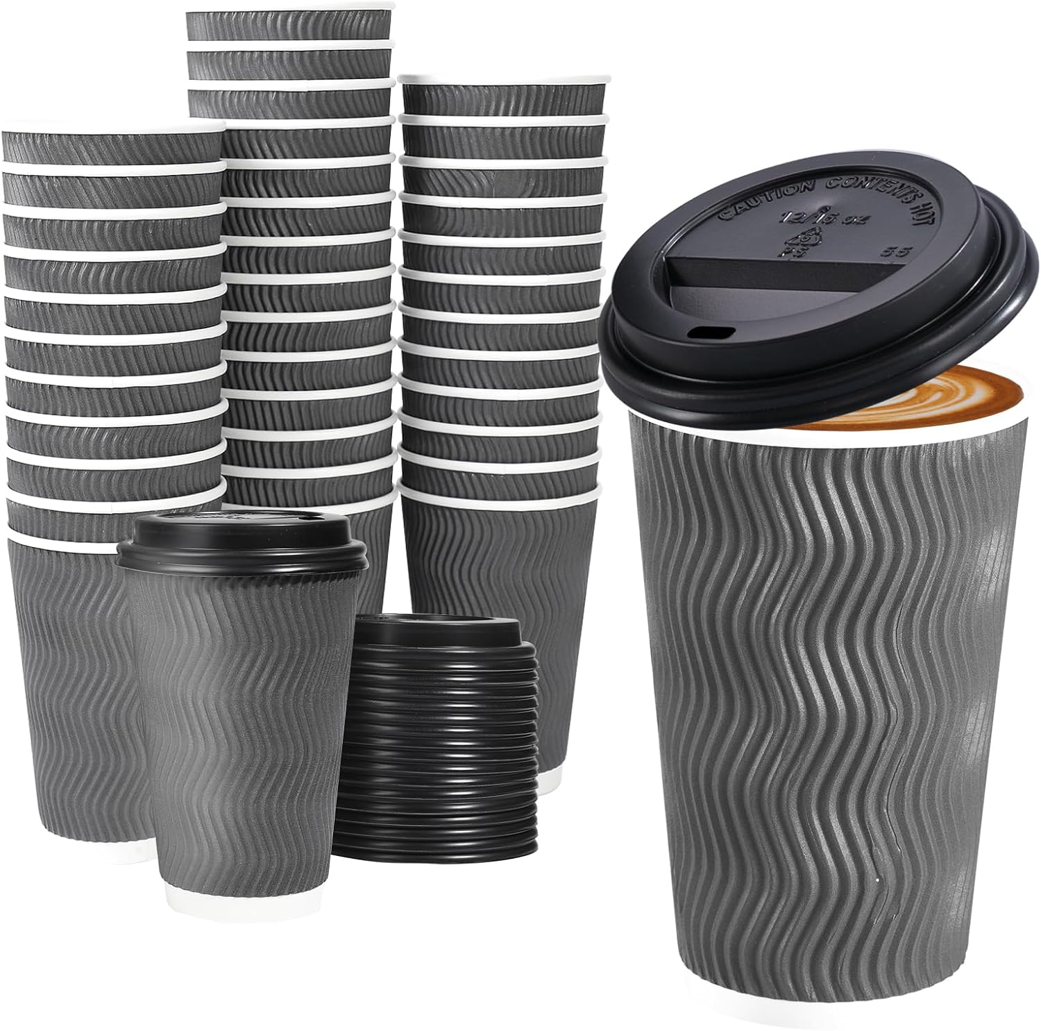 Lamosi 16oz Insulated Coffee Cups - 50 Pack: Hot Drink On the Go!