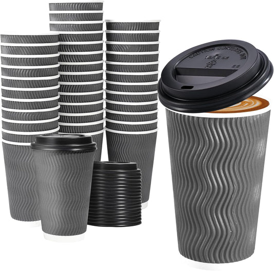 Lamosi 16oz Insulated Coffee Cups - 50 Pack: Hot Drink On the Go!