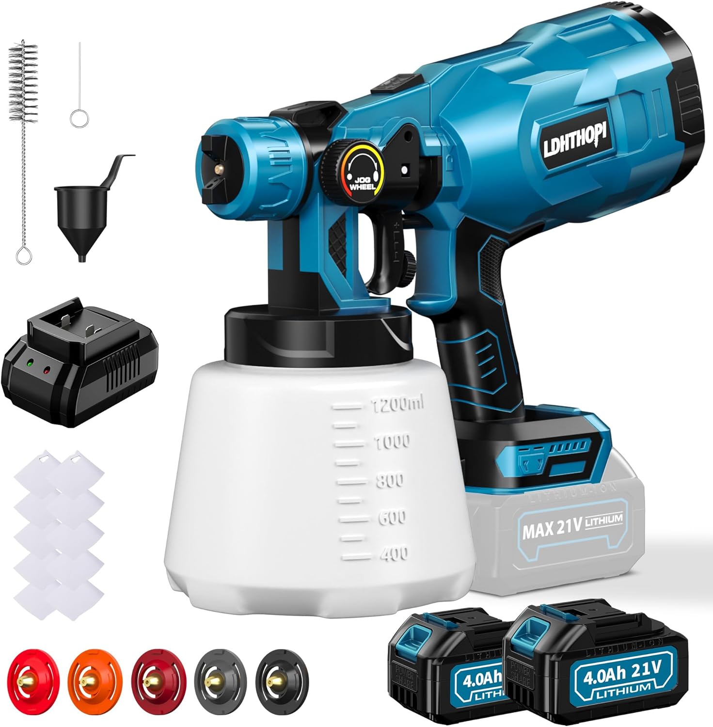 Cordless Paint Sprayer with 2x4000mAh Battery for Easy Use