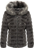 Bellivera Women Double Sided Faux Fur Jacket - Reversible Hooded