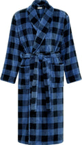 Alexander Del Rossa Mens Robe Plush Buffalo Check - Thick Warm Fleece
