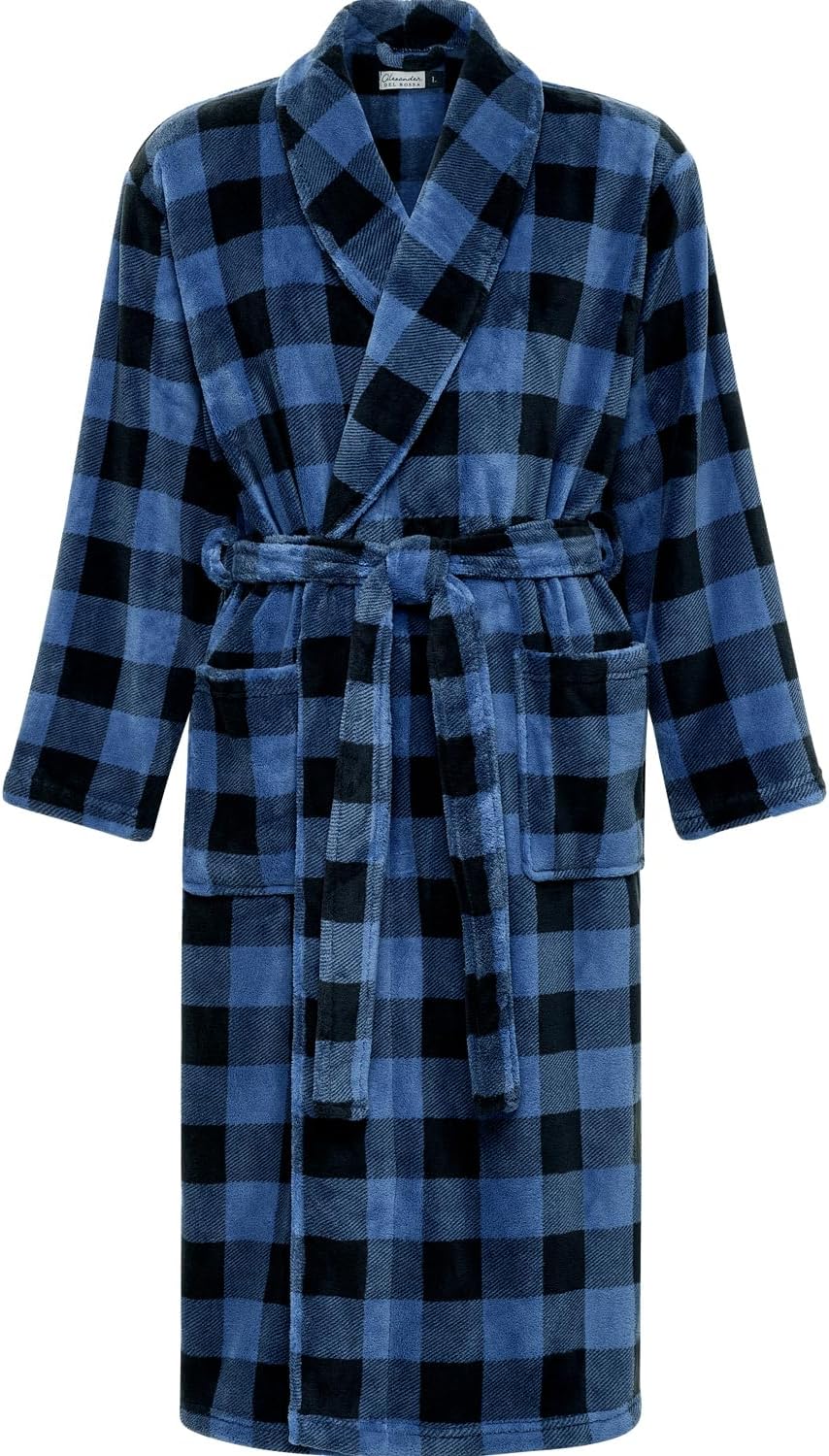 Plush Bath Robe for Men - Warm Fleece Lightweight Comfort