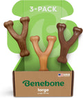 Benebone Large 3-Pack Wishbone Durable Dog Chew Toy - Tough, Tasty
