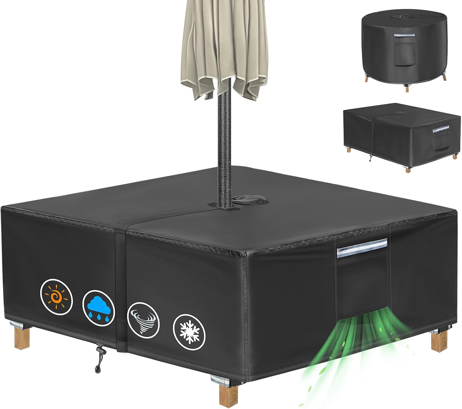 TOHONFOO Square Patio Table Cover with Umbrella Hole