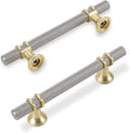 3-3/4 in Cabinet Pulls 10 Pack Knurled Brushed Satin Nickel and Gold