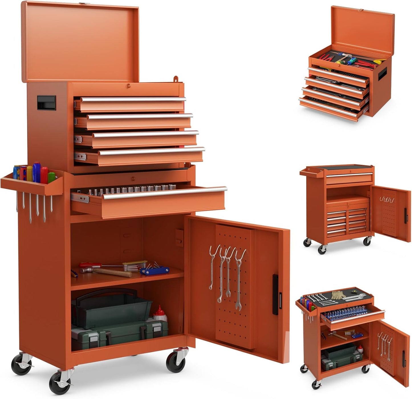 Goplus 5 Drawers Rolling Tool Chest with Detachable Toolbox