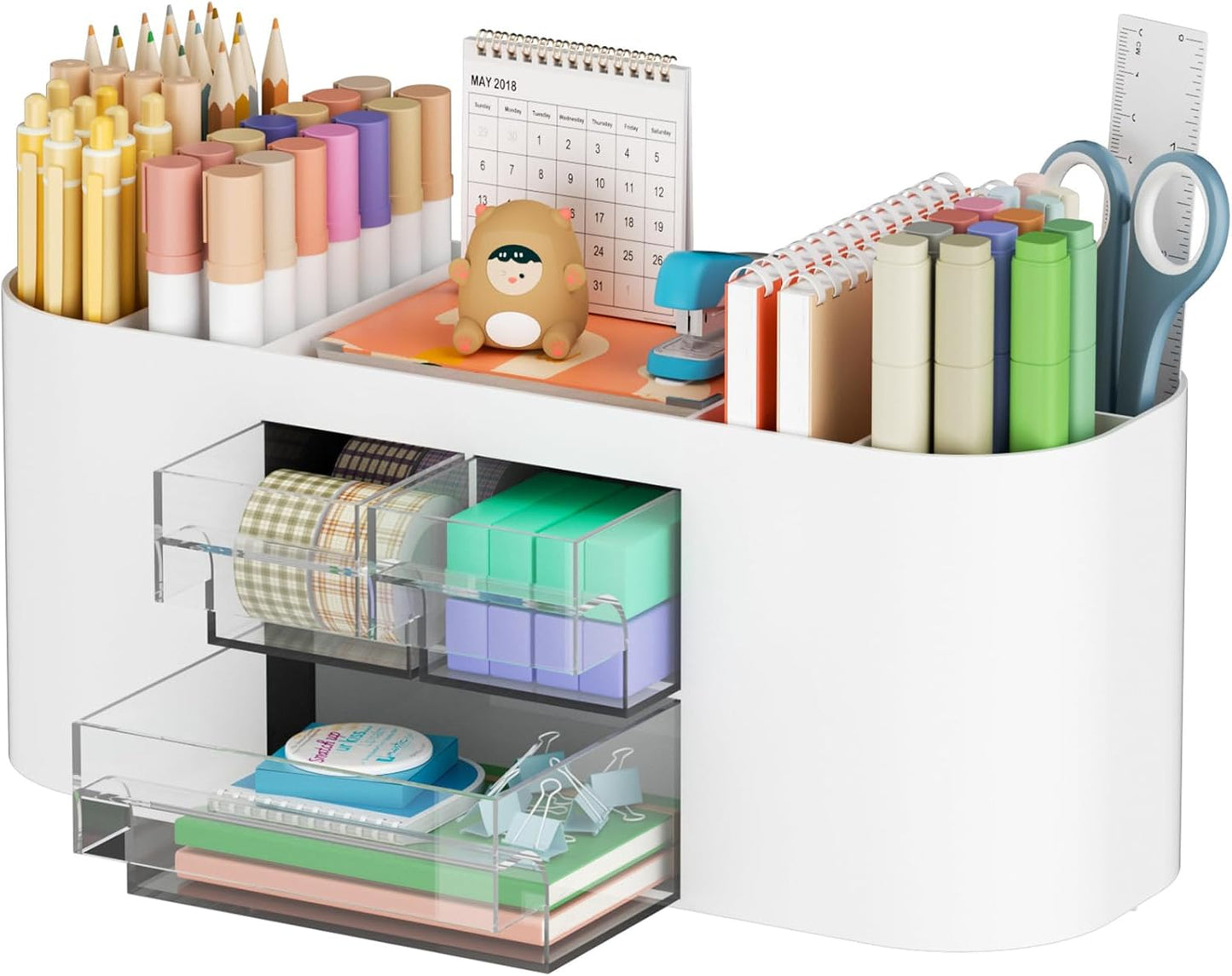 Marbrasse Desk Organizer with 3 Drawers & 7 Compartments