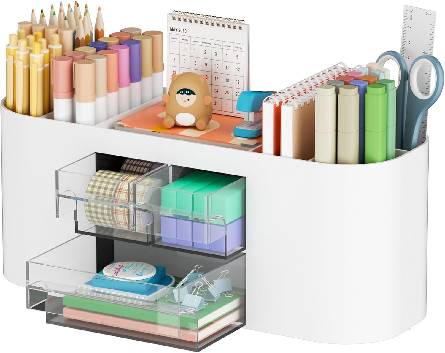 Marbrasse Desk Organizer with 3 Drawers & 7 Compartments