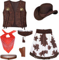Cowgirl Costume for Girls 6pcs Set Kids Dress Up - Fun Western Play
