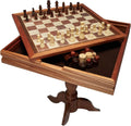 3-in-1 Chess Checkers Backgammon Table Set - 18 in Premium Wooden