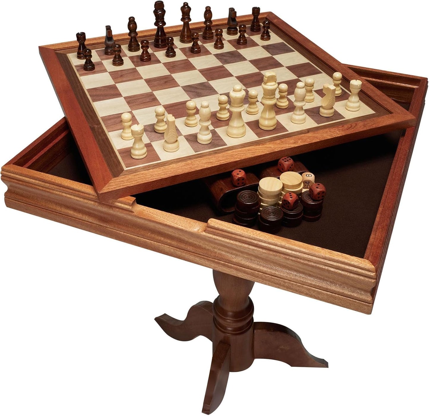 3-in-1 Chess Checkers Backgammon Table Set for Family Fun
