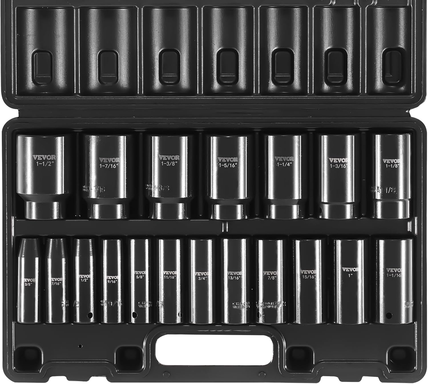 VEVOR Impact Socket Set: 19pcs 1/2in Metric High-Torque Sockets