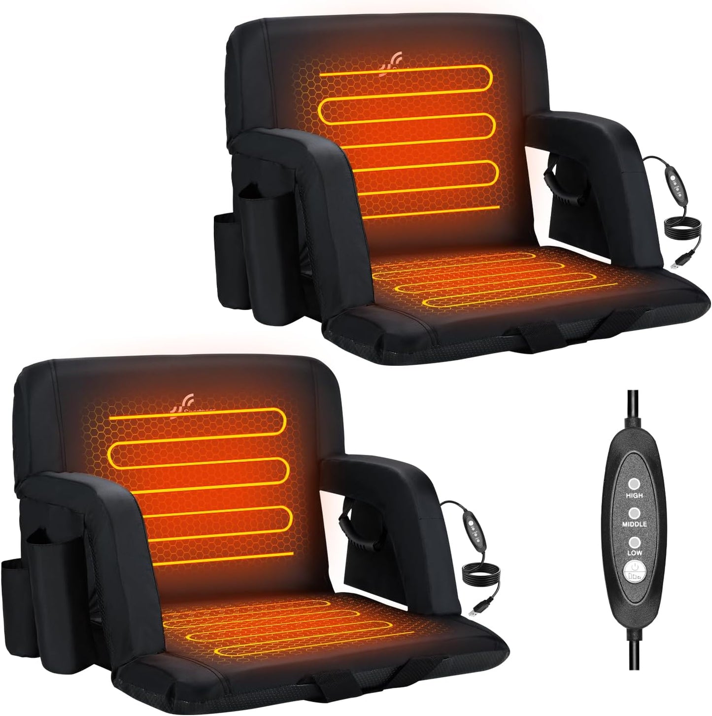 Sportneer Heated Stadium Seats with 3 Modes & 6 Reclining Positions