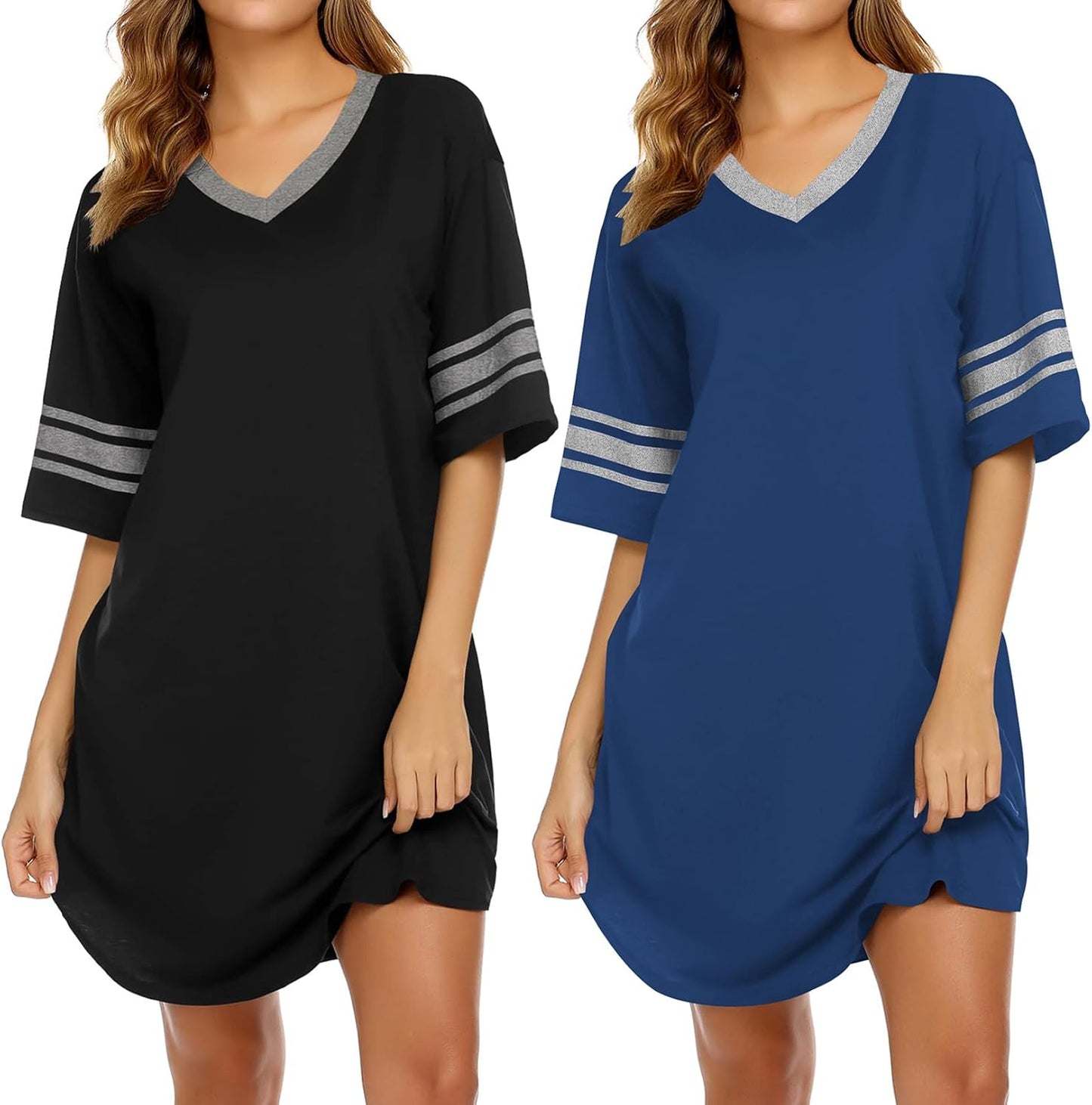Ekouaer Nightgowns for Women 2 Pack Comfortable Sleepwear