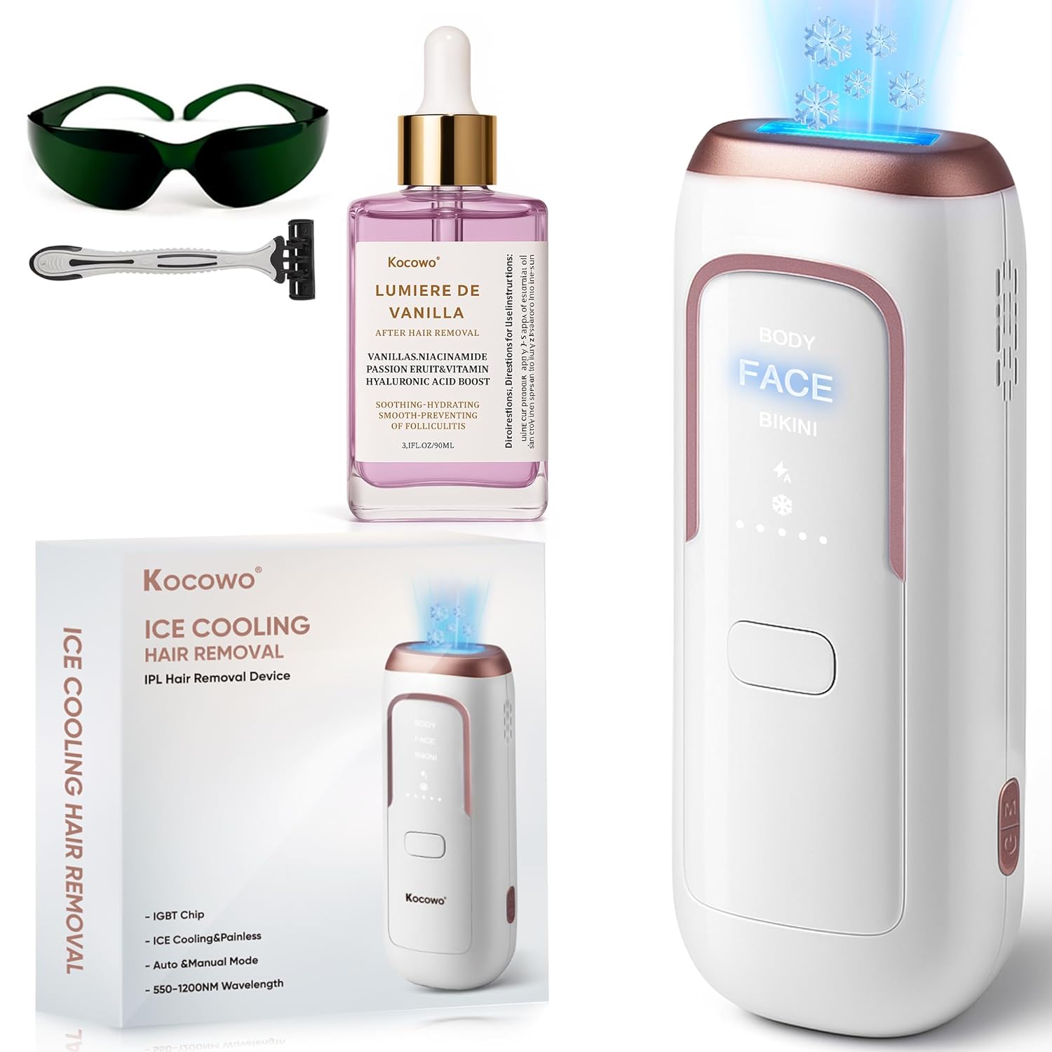 Painless IPL Laser Hair Removal Device for Women and Men