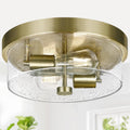 Flush Mount Ceiling Light Fixtures 2-Light Brass Farmhouse - Seeded