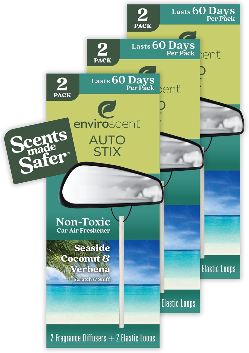 Long-Lasting Seaside Coconut Car Scent | Enviroscent Auto Stix