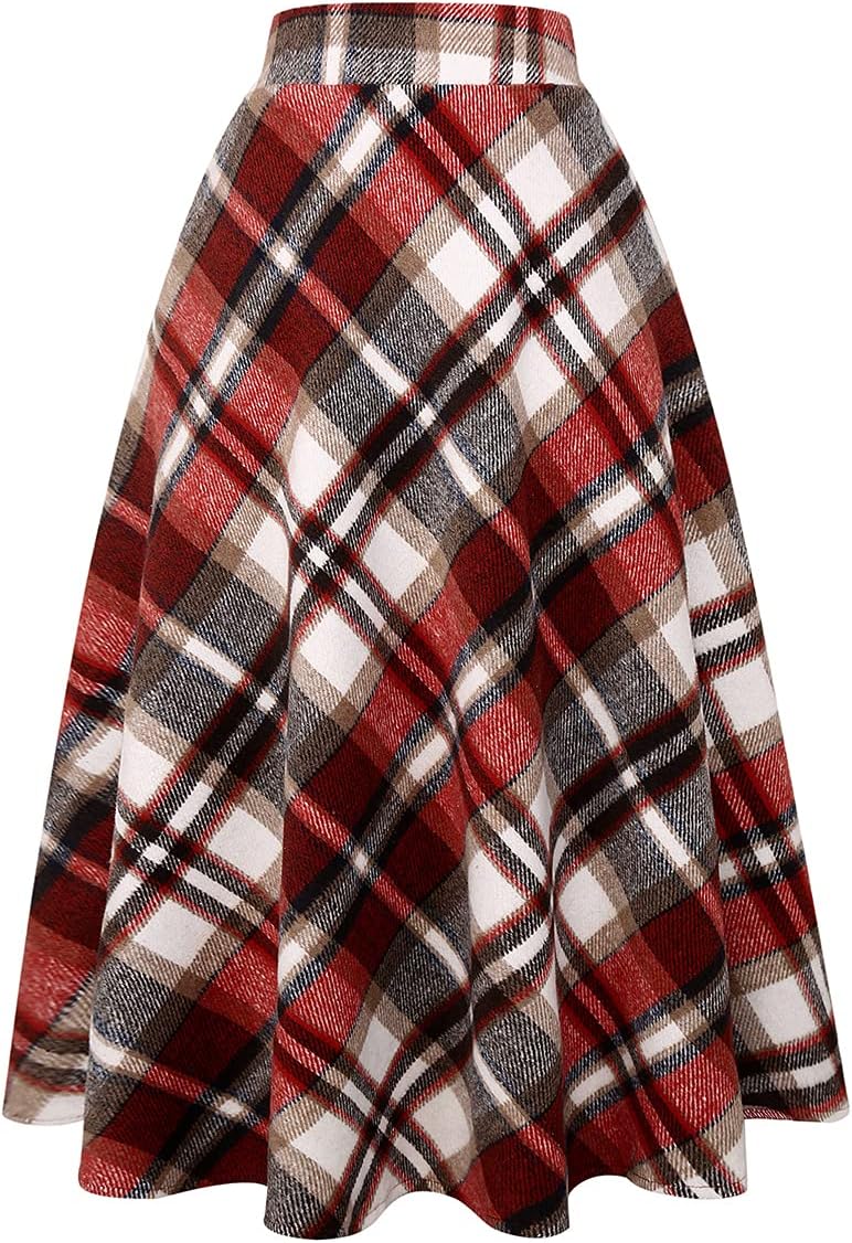 Tartan Maxi Skirt for Women - A-Line Wool Long Skirt