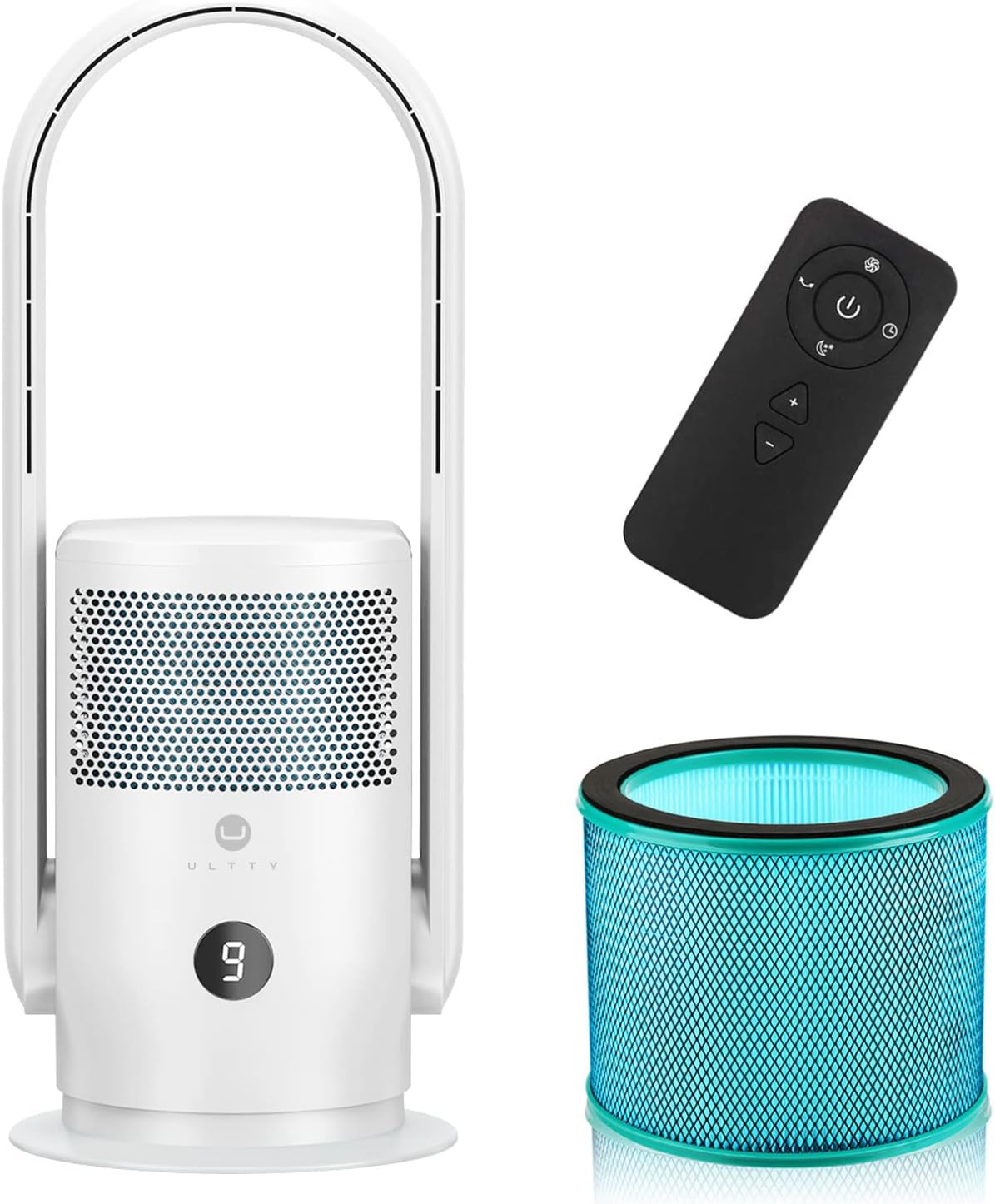 ULTTY Bladeless Tower Fan with Air Purifier for Comfort