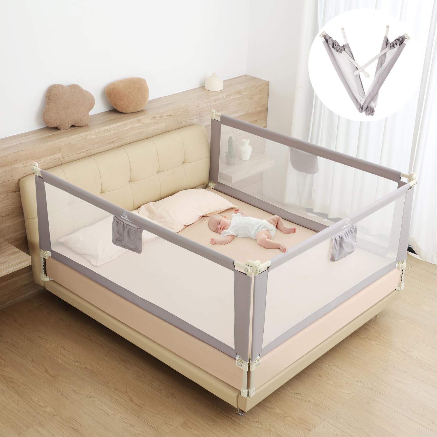 Quick Assembled Bed Rail for Baby, Safe Toddler Bed Guard