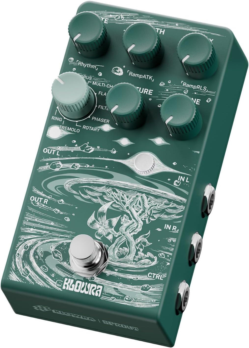 Klowra Sprout Modulation Guitar Pedal with 9 Effects and CTRL Input