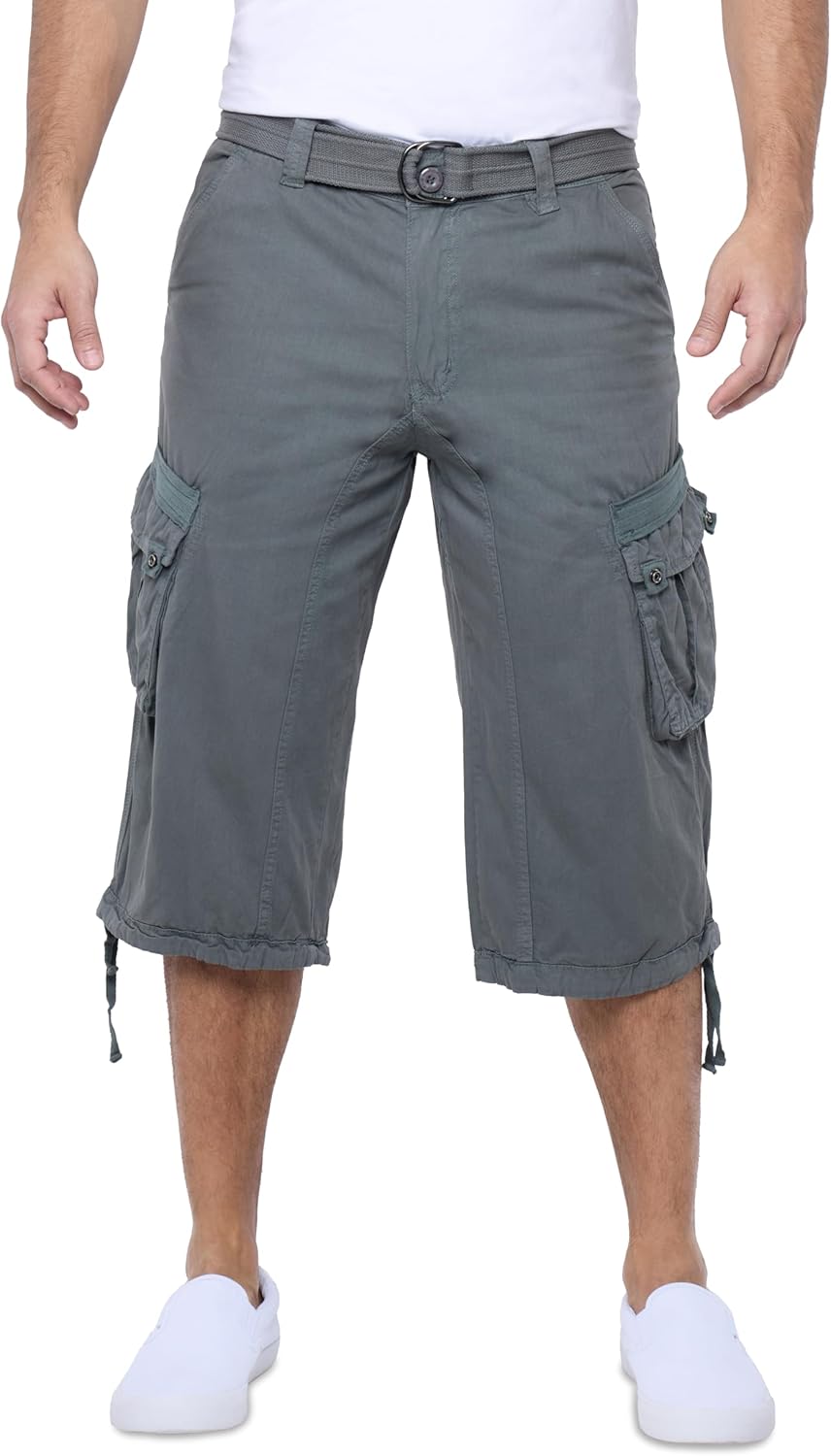 X RAY Men's Belted Long Cargo Shorts for Comfort and Style