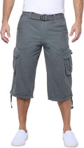 X RAY Men's Belted Long Cargo Shorts - Durable Below Knee Fit Jewelry
