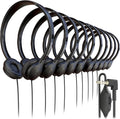100 Pack Wired On-Ear Leather Headphones with Remote Control - Black