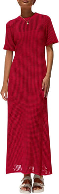PRETTYGARDEN Womens Eyelet Cover Up Dress - Versatile Resort Maxi