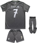 LeenBD Vini Jr. No 7 Madrid Gray Alternative Kids Soccer Jersey Set