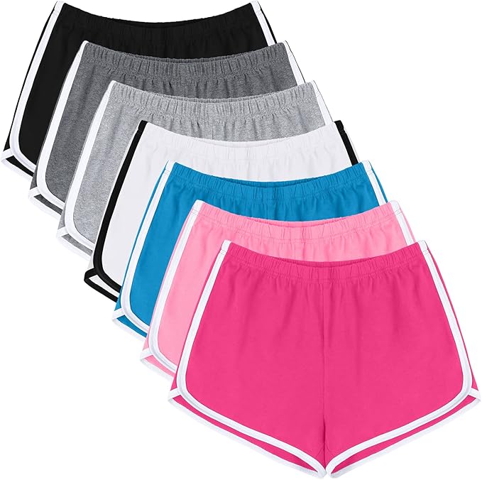 URATOT 7 Pack Cotton Sports Shorts for Summer Yoga and Dance