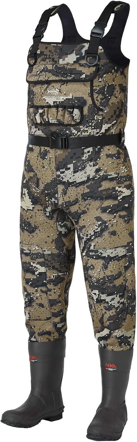 BASSDASH Bare Camo Neoprene Chest Waders for Fishing and Hunting