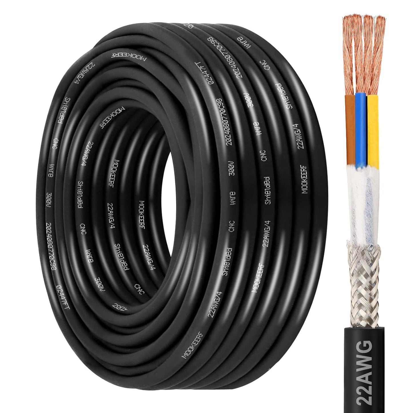 22AWG 4 Conductor Shielded Wire for CNC and 3D Printers
